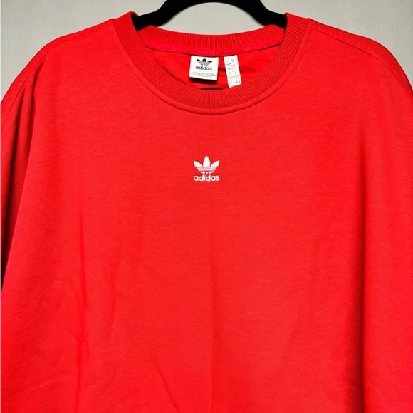 ✨Adidas Women's ESS CREW FL Red Sweatshirt Size L - Picture 3 of 11